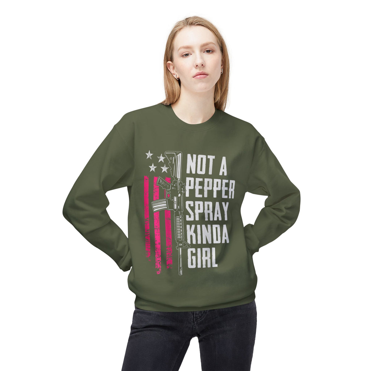 Not a Pepper Spray Kinda Girl Midweight Softstyle Fleece Crewneck Sweatshirt