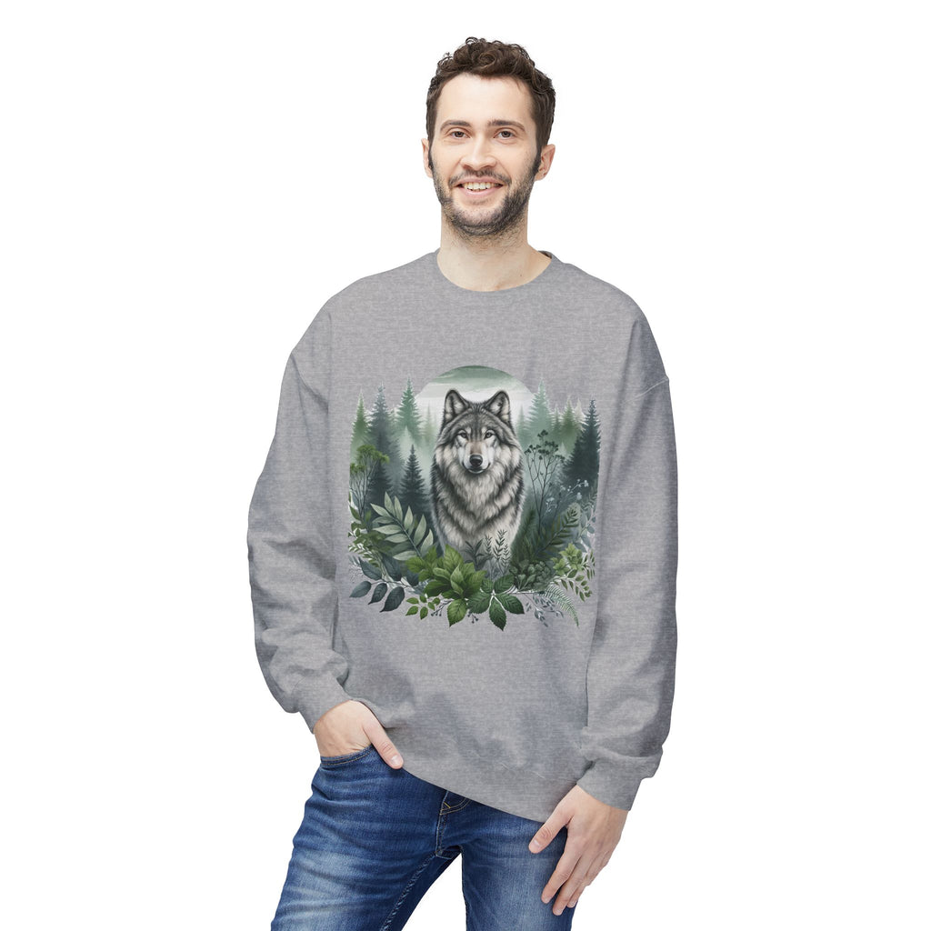 Wildlife Wolf Crewneck Sweatshirt — Custom Wolf Graphic