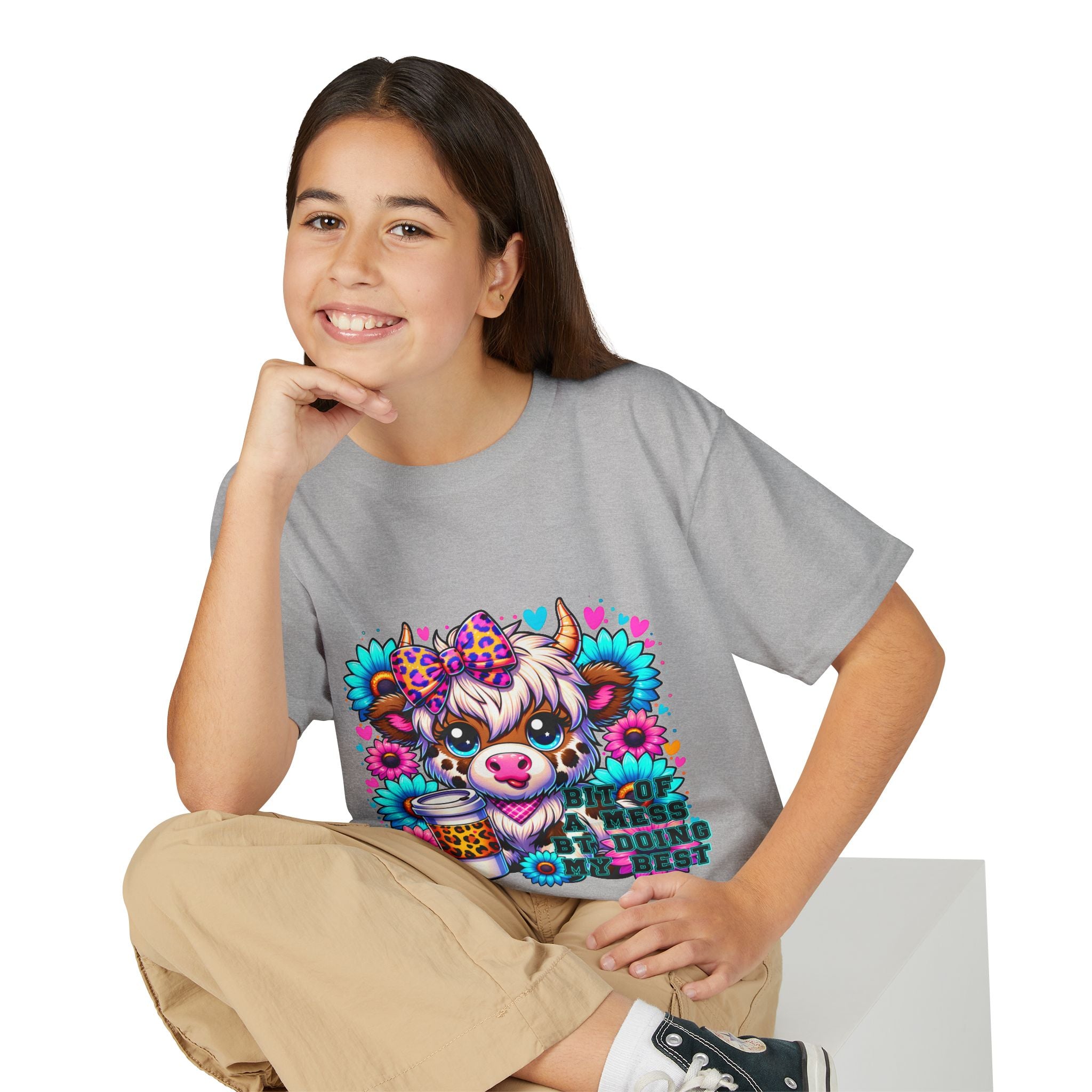 Highland Cow 'Doing My Best' Youth T-Shirt