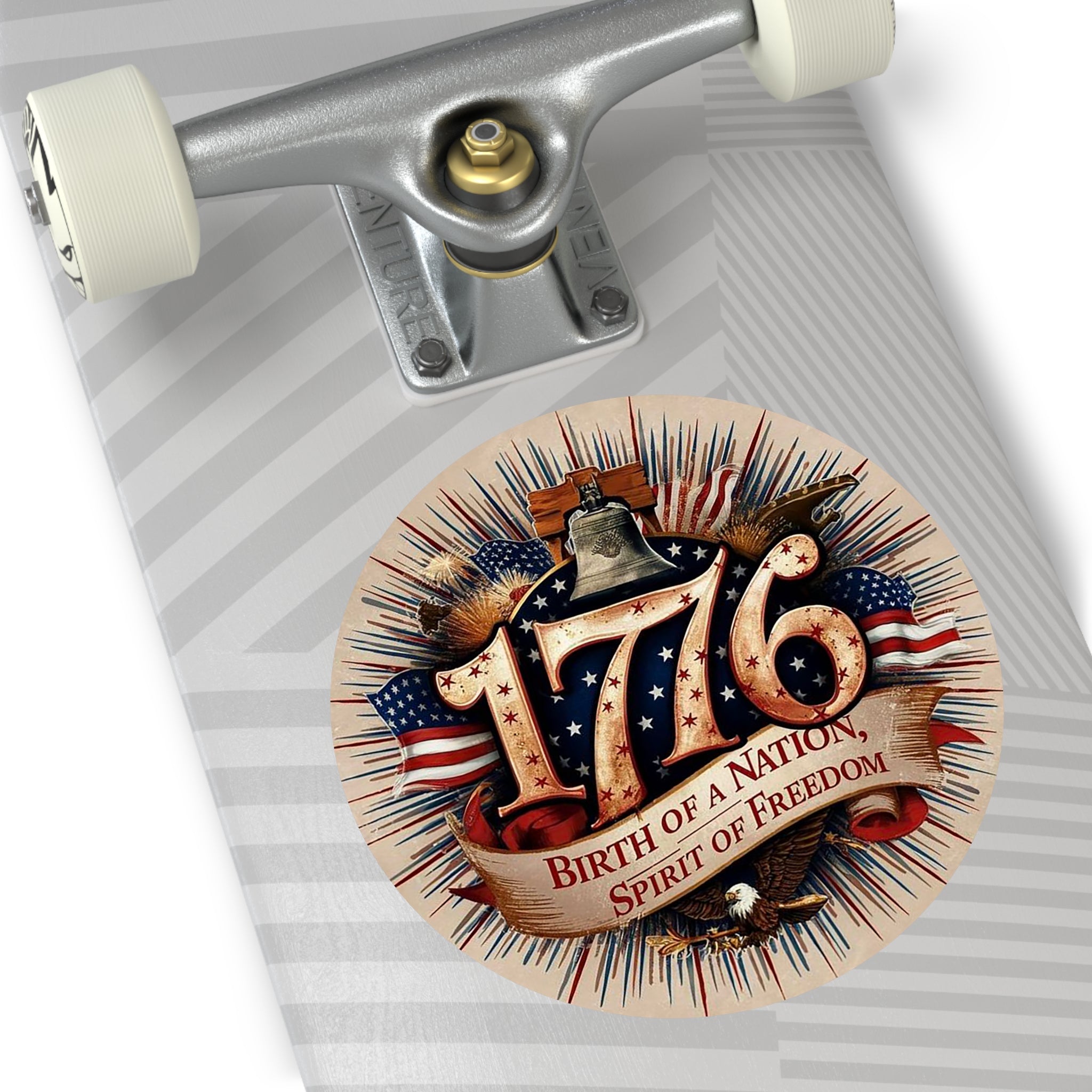 1776 Liberty Bell Patriotic Round Vinyl Sticker | Birth of a Nation Spirit of Freedom