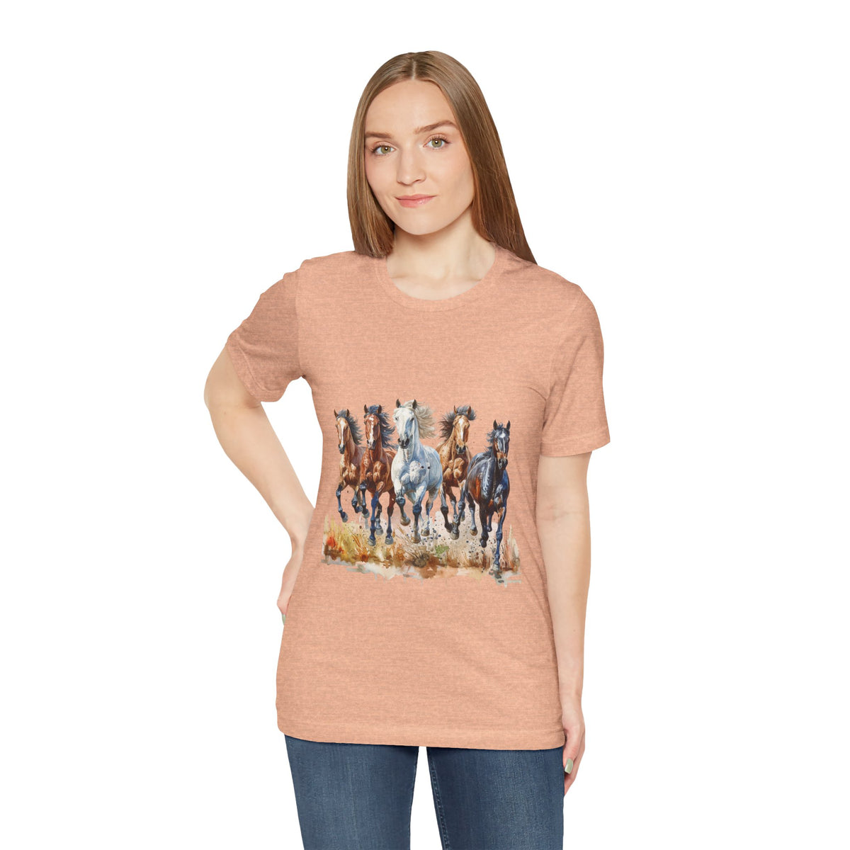 Western Wild Horses Jersey Short Sleeve Tee