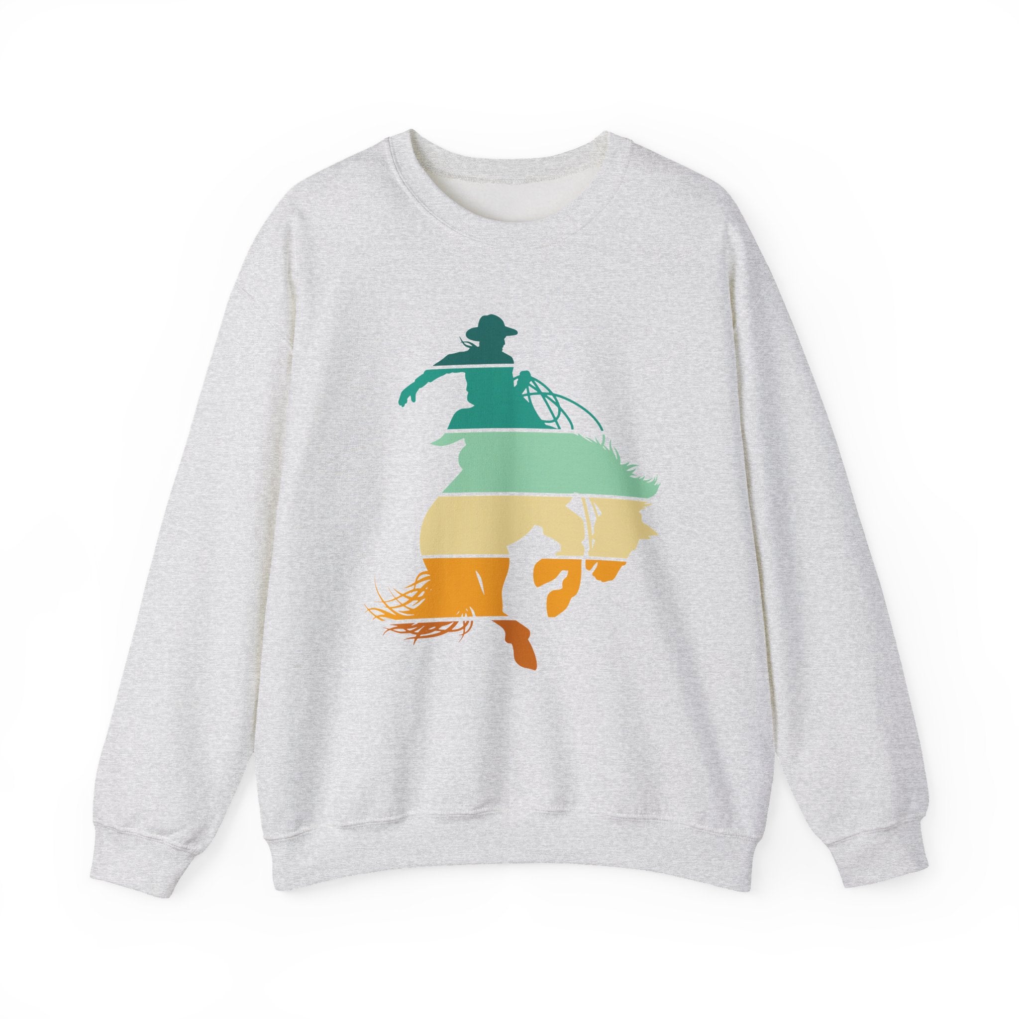 Rodeo Bucking Horse Crewneck Sweatshirt — Western Cowboy Rodeo Graphic