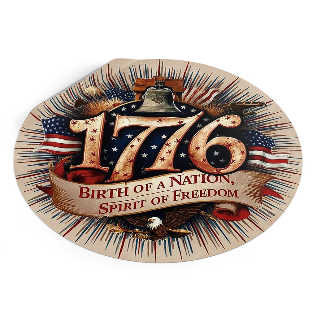 1776 Liberty Bell Patriotic Round Vinyl Sticker | Birth of a Nation Spirit of Freedom