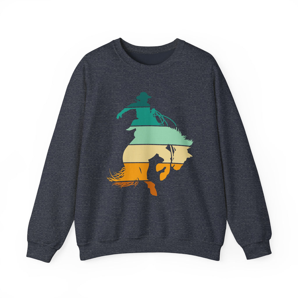 Rodeo Bucking Horse Crewneck Sweatshirt — Western Cowboy Rodeo Graphic