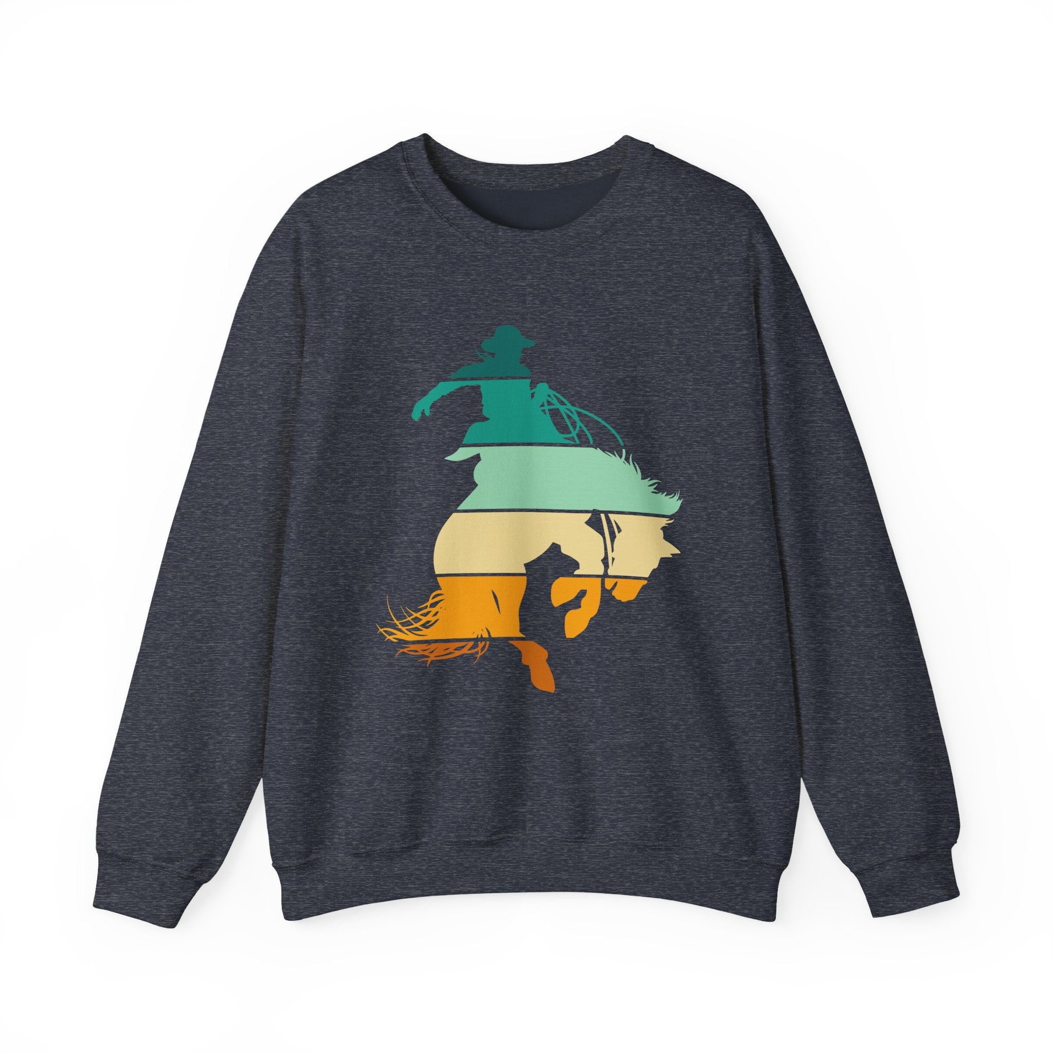 Rodeo Bucking Horse Crewneck Sweatshirt — Western Cowboy Rodeo Graphic