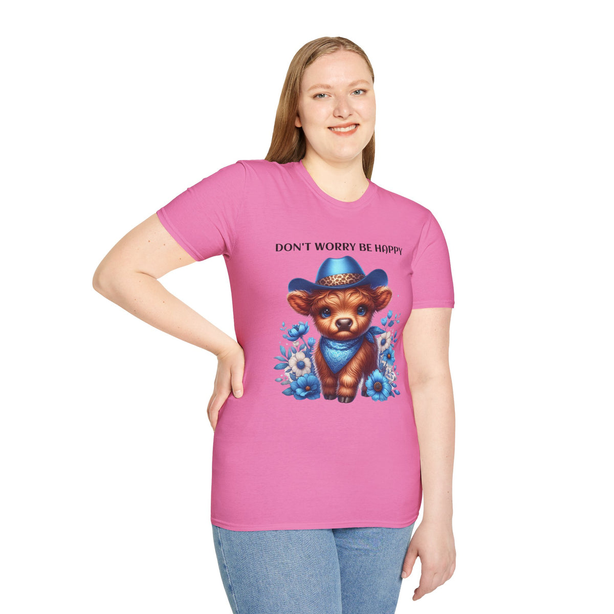 Baby Highland Cow Don't Worry Be Happy Unisex Soft style T-Shirt