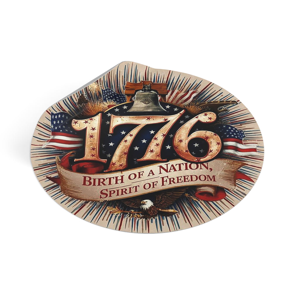 1776 Liberty Bell Patriotic Round Vinyl Sticker | Birth of a Nation Spirit of Freedom