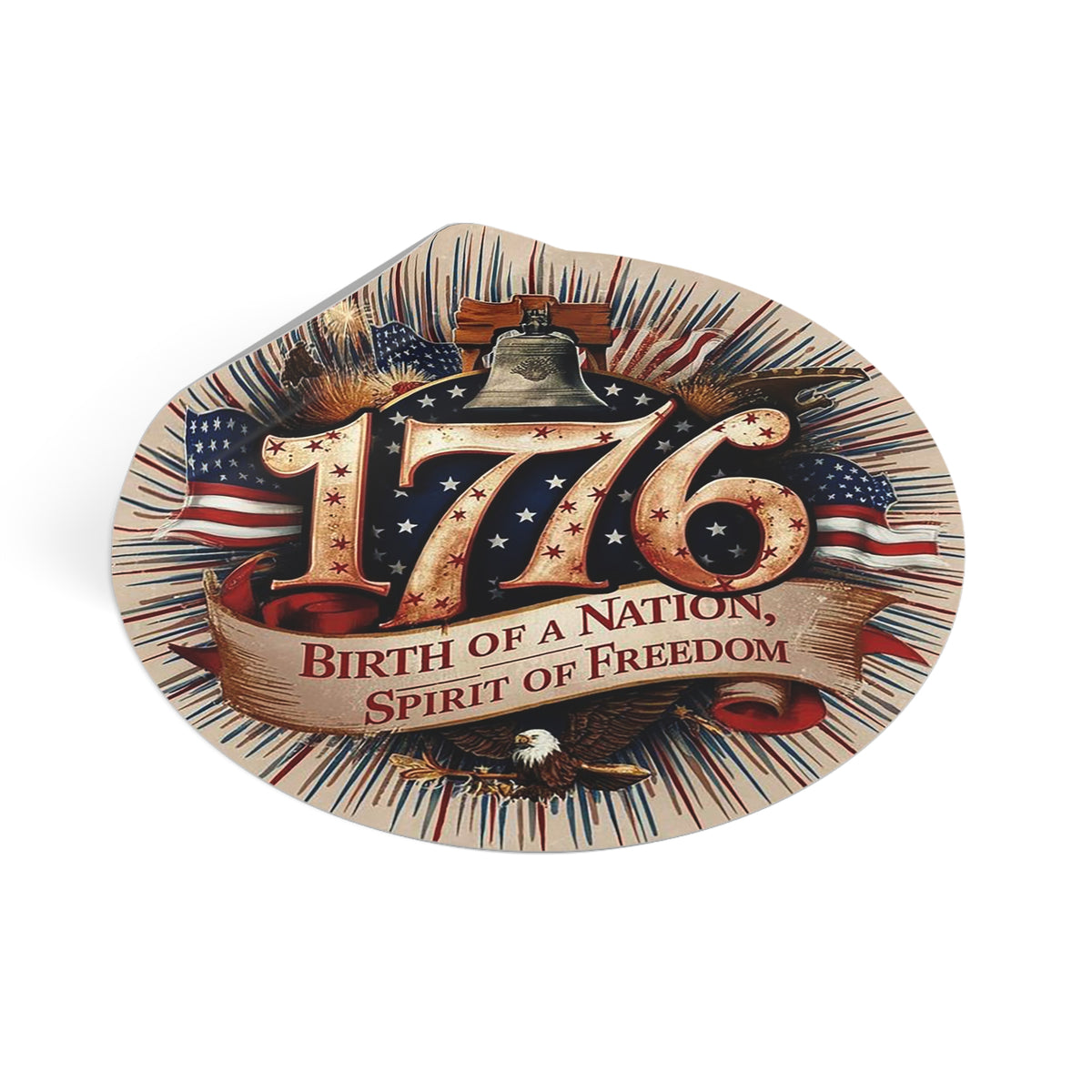 1776 Liberty Bell Patriotic Round Vinyl Sticker | Birth of a Nation Spirit of Freedom
