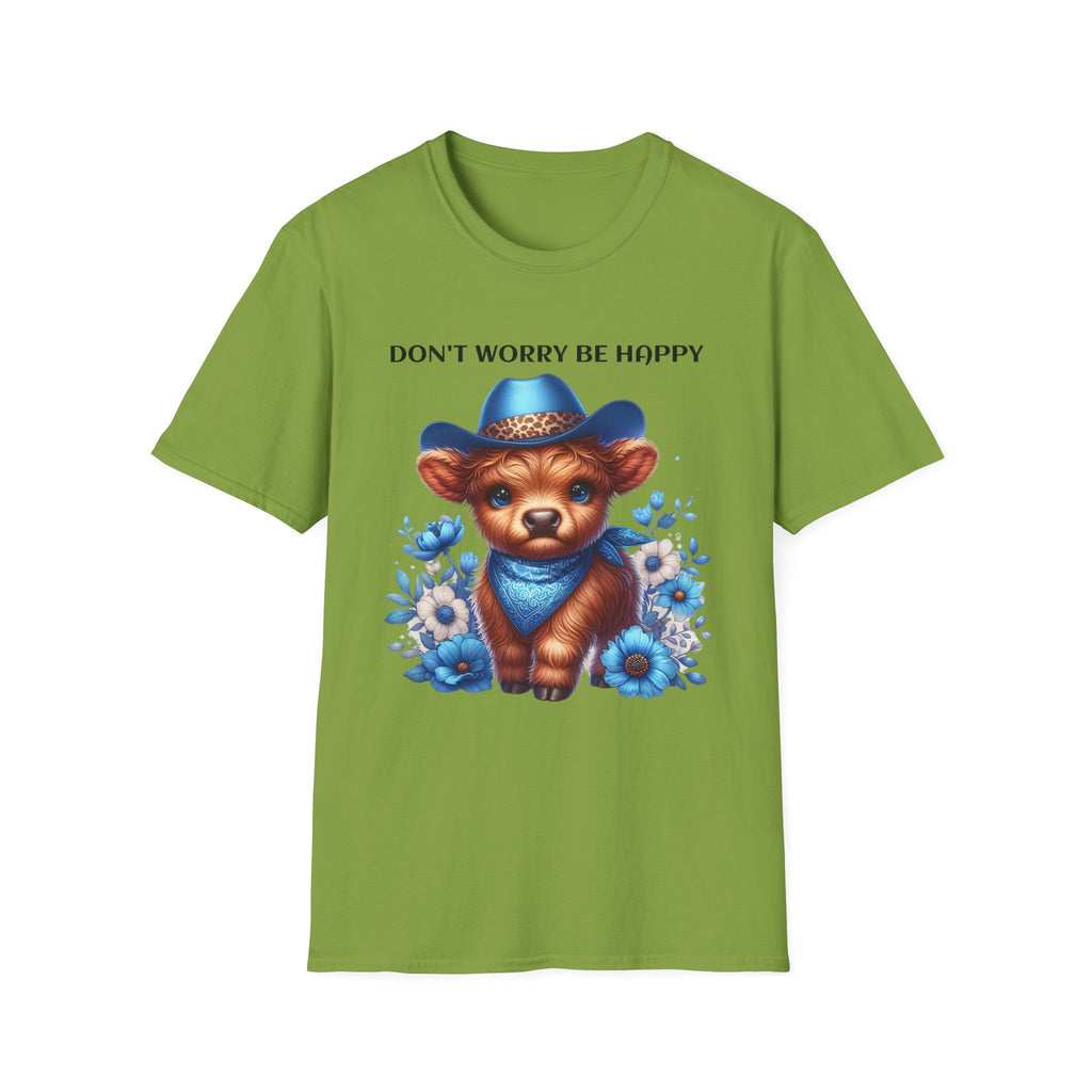 Baby Highland Cow Don't Worry Be Happy Unisex Soft style T-Shirt