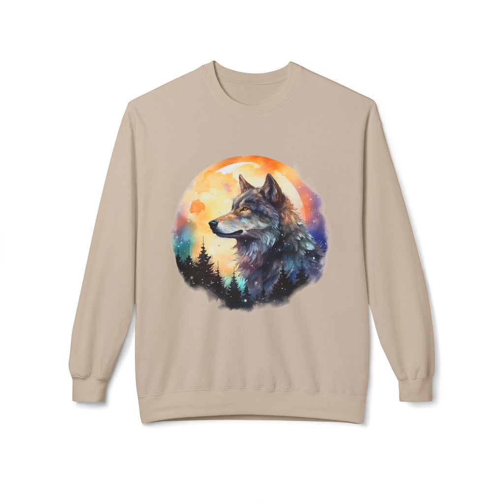 Wildlife Wolf Sunrise Crewneck Sweatshirt