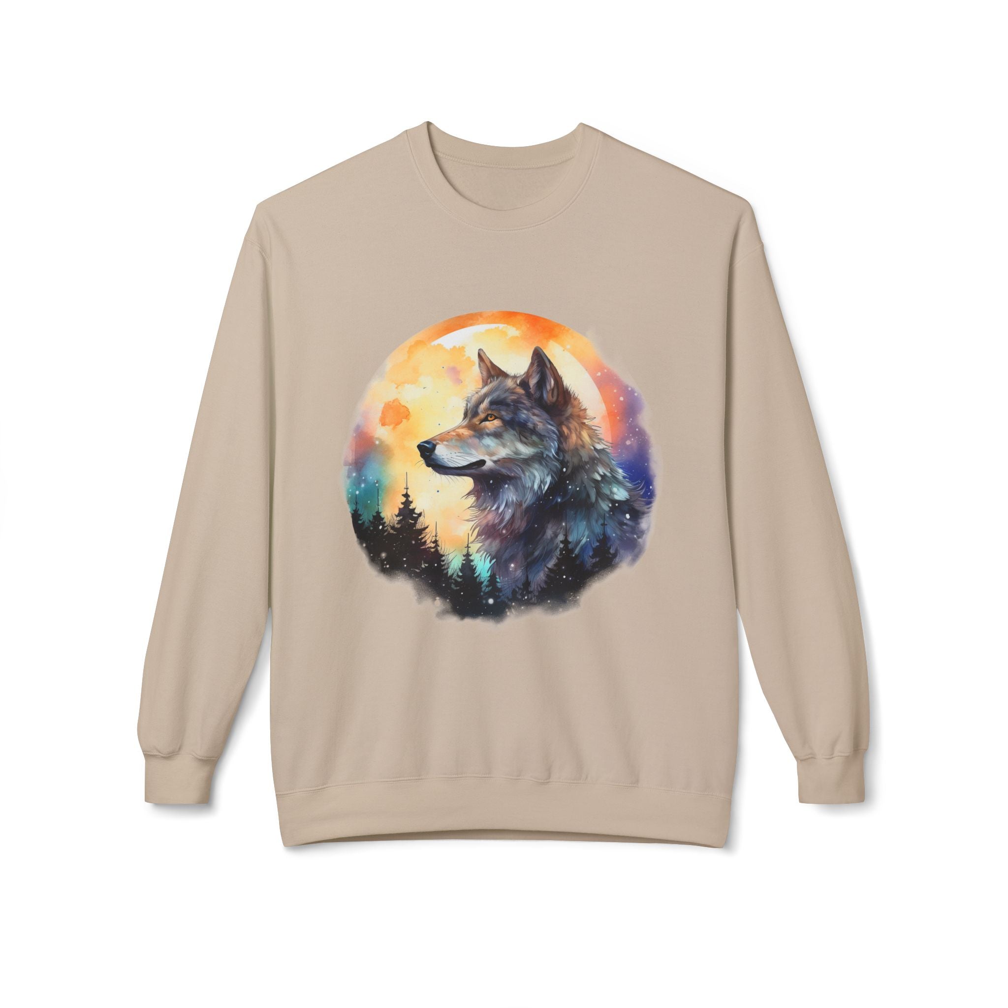 Wildlife Wolf Sunrise Crewneck Sweatshirt