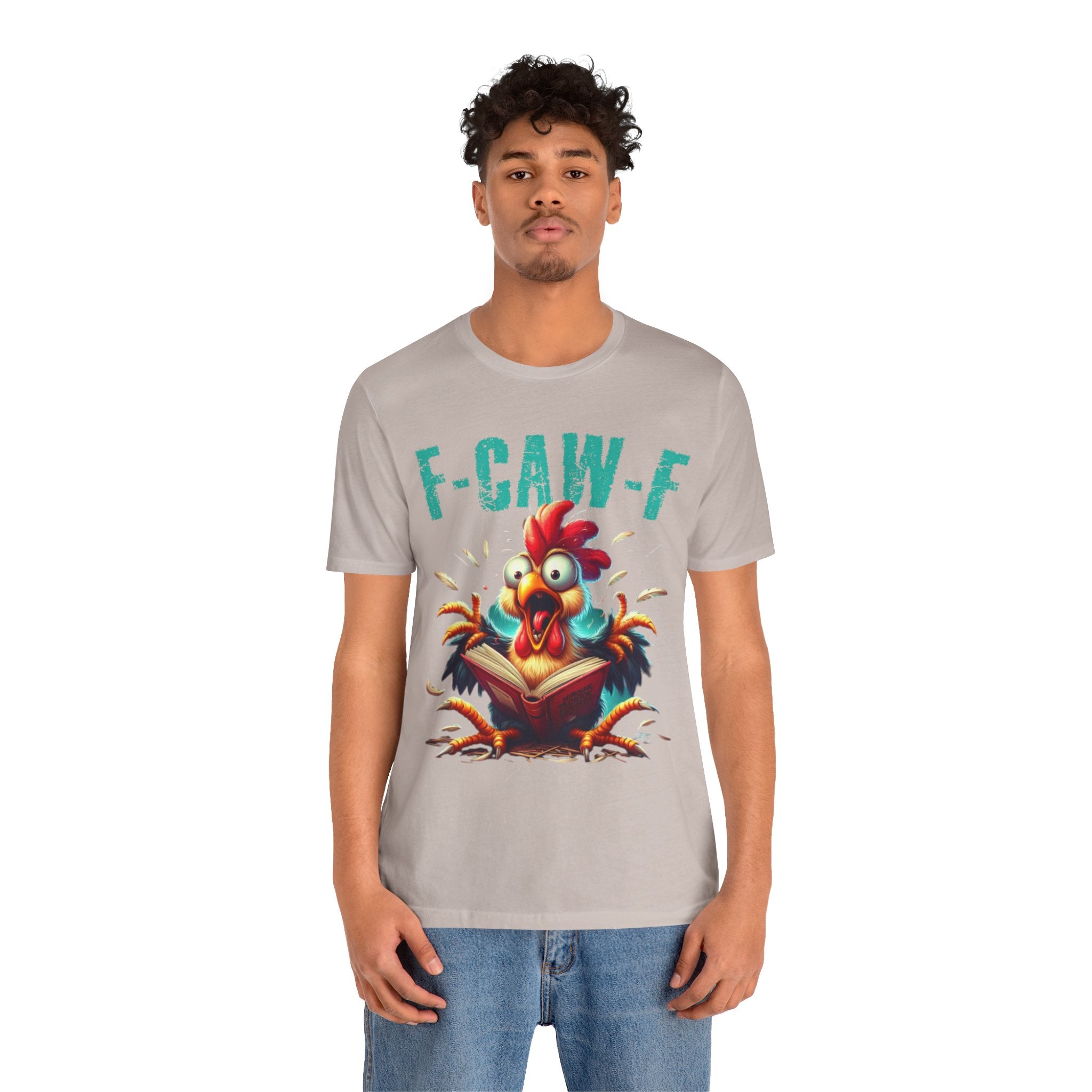 F Caw F Book Reading Chicken  Jersey Short Sleeve Tee