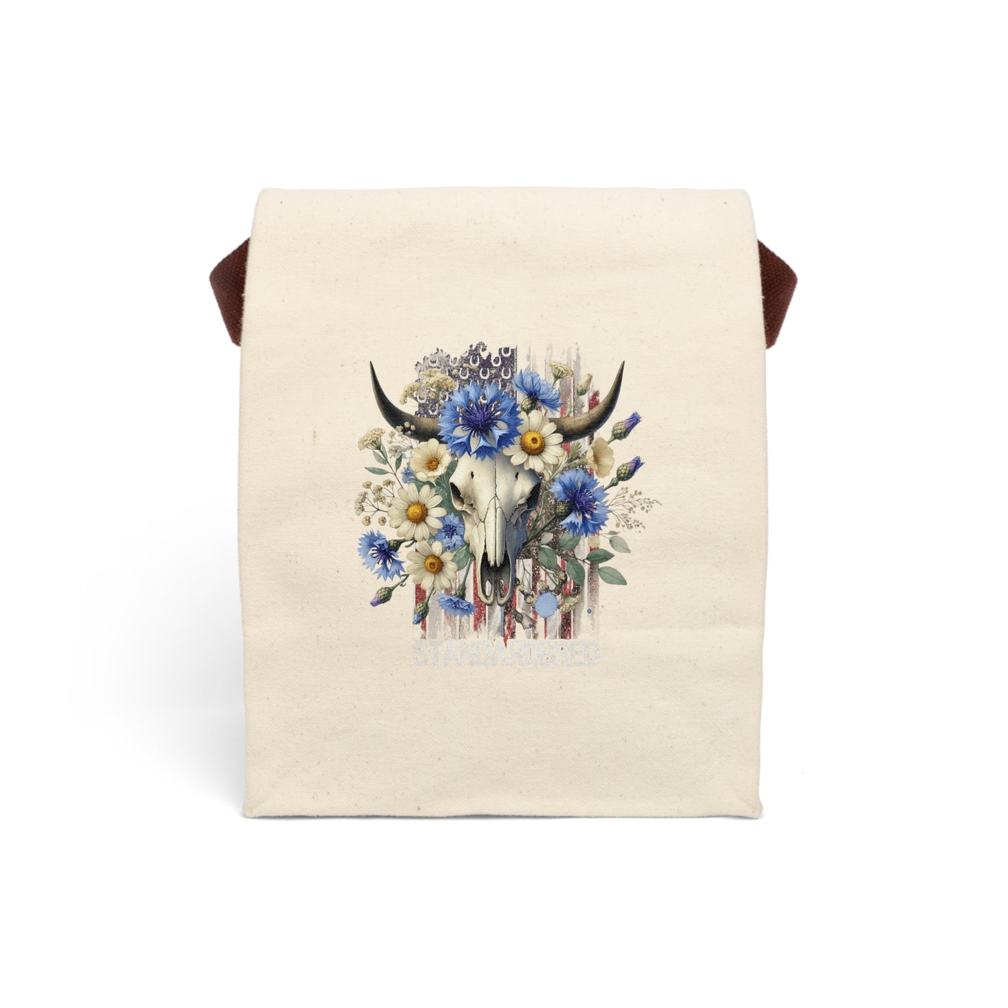 Southwestern Floral Lunch Tote - Canvas Lunch Tote w/Strap