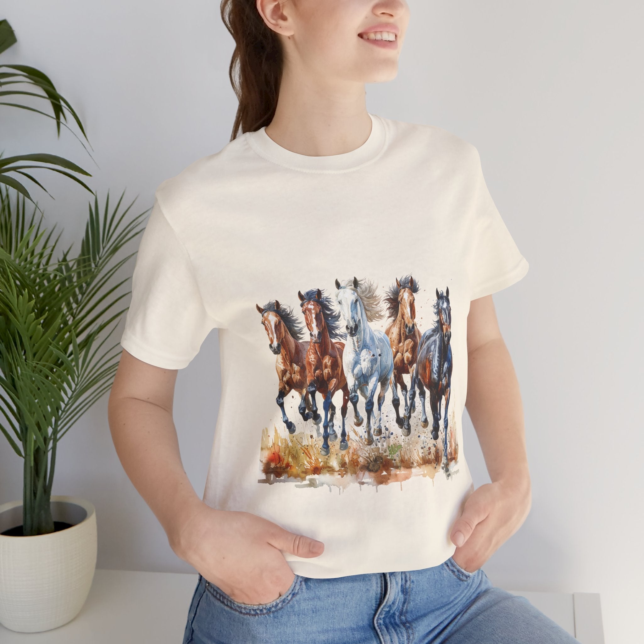 Western Wild Horses Jersey Short Sleeve Tee