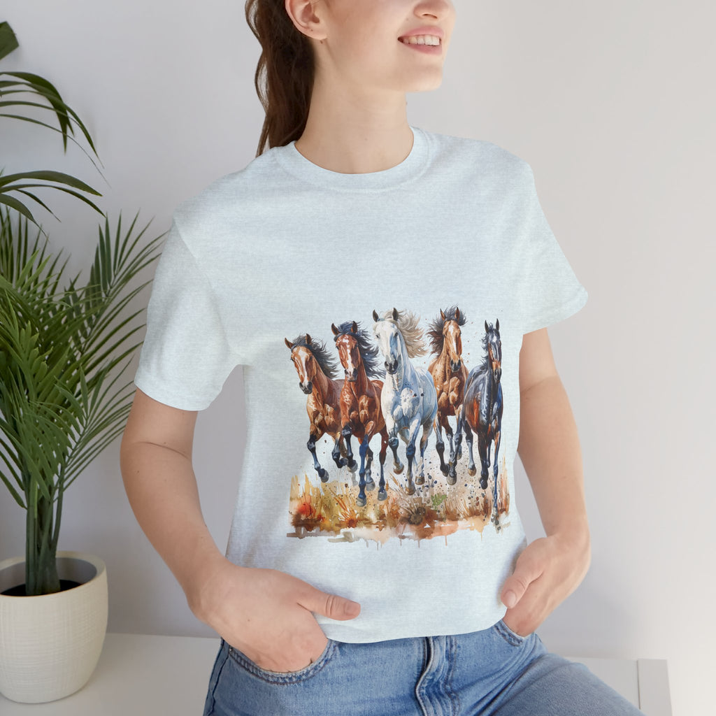 Western Wild Horses Jersey Short Sleeve Tee