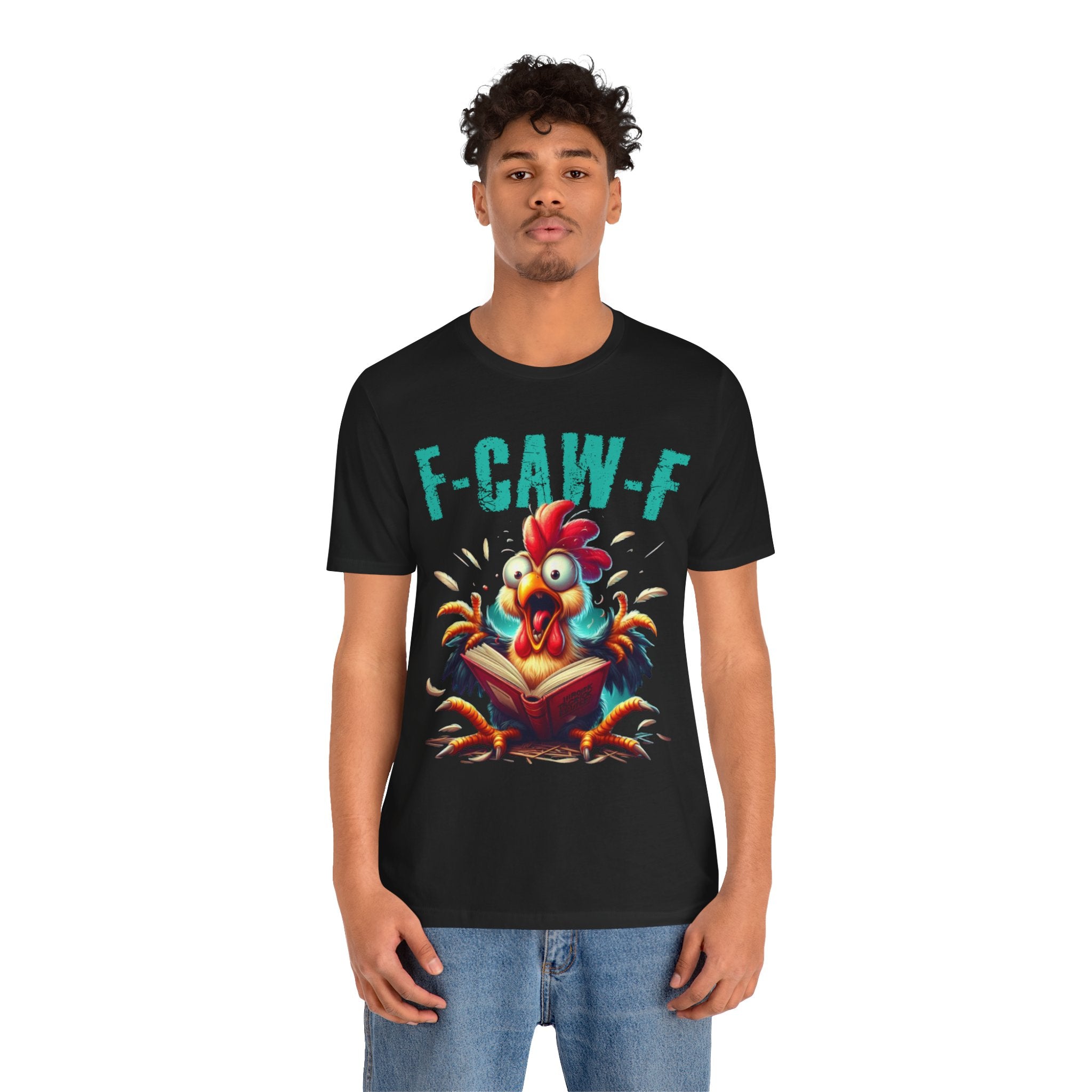 F Caw F Book Reading Chicken  Jersey Short Sleeve Tee