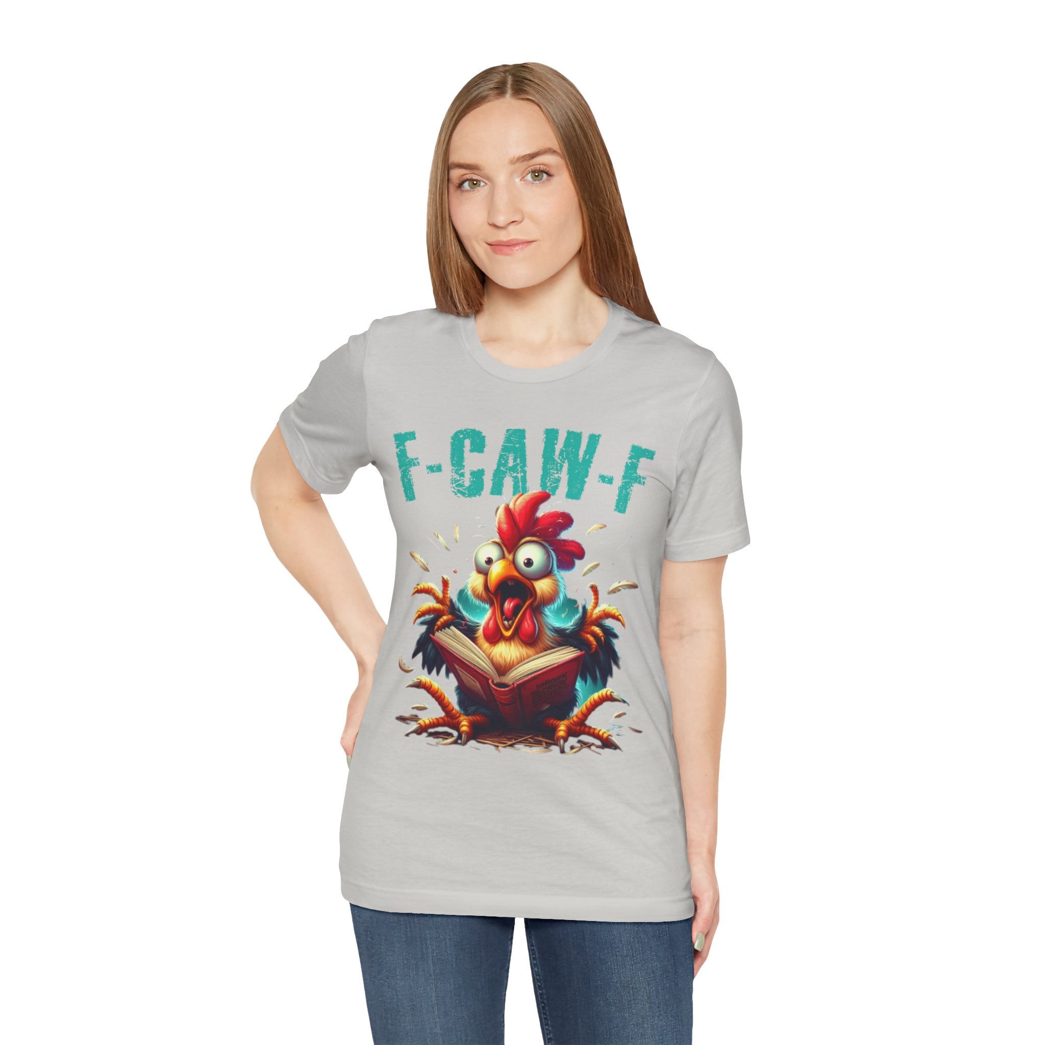 F Caw F Book Reading Chicken  Jersey Short Sleeve Tee
