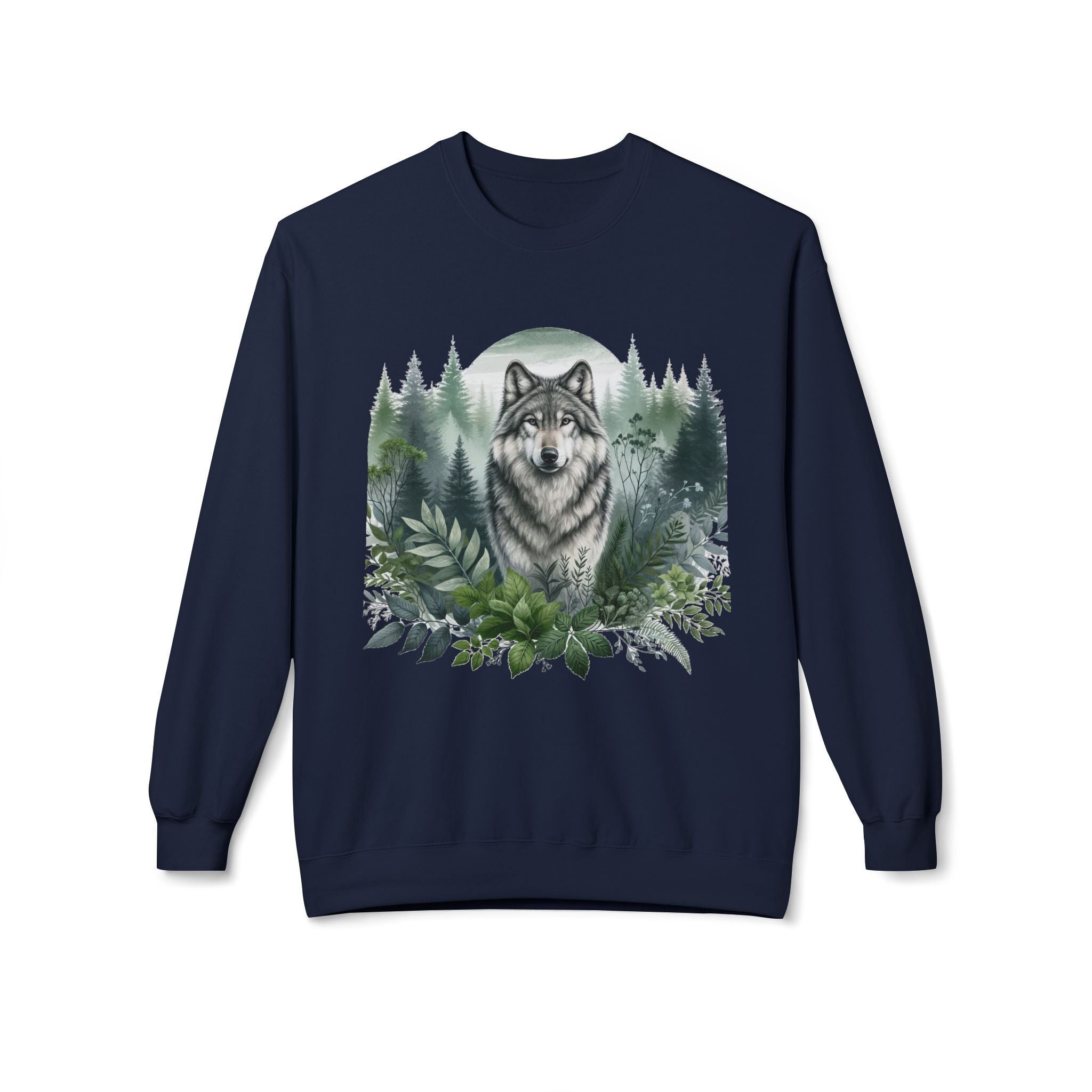 Wildlife Wolf Crewneck Sweatshirt — Custom Wolf Graphic