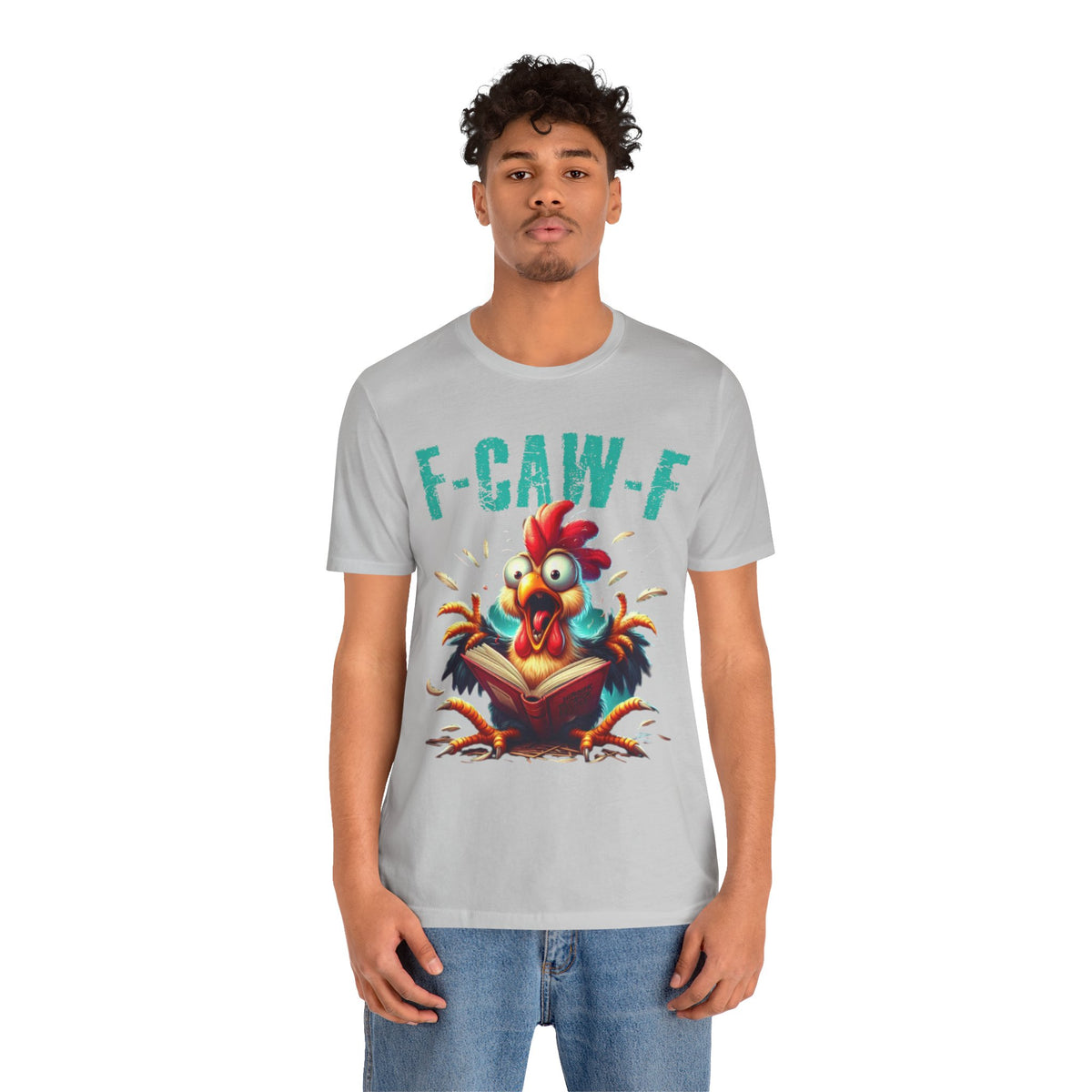 F Caw F Book Reading Chicken  Jersey Short Sleeve Tee