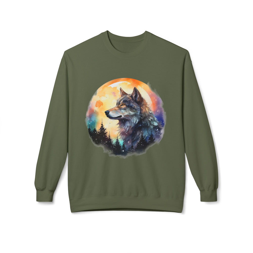 Wildlife Wolf Sunrise Crewneck Sweatshirt