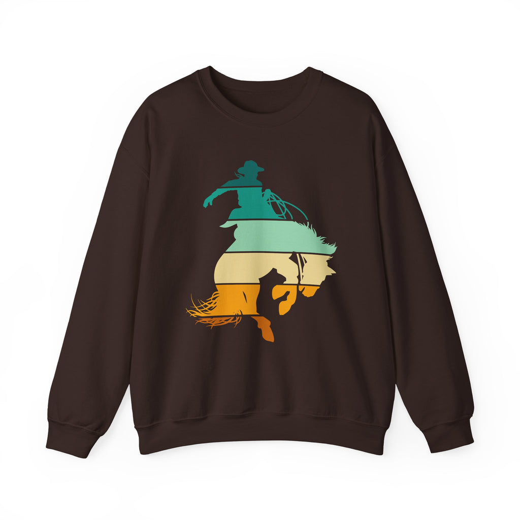 Rodeo Bucking Horse Crewneck Sweatshirt — Western Cowboy Rodeo Graphic