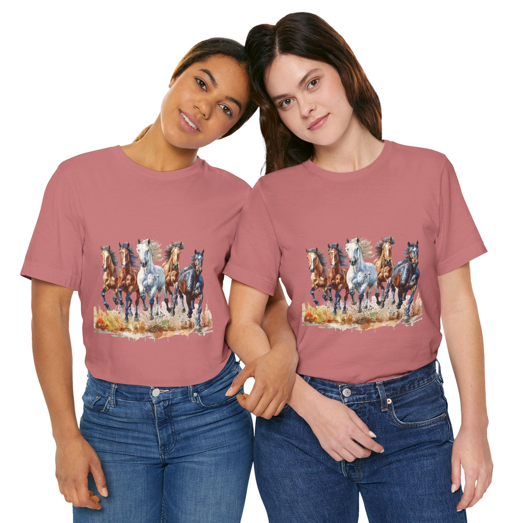 Western Wild Horses Jersey Short Sleeve Tee