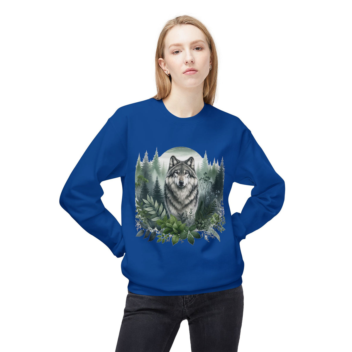Wildlife Wolf Crewneck Sweatshirt — Custom Wolf Graphic