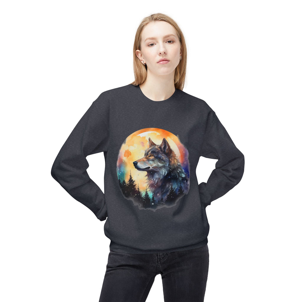 Wildlife Wolf Sunrise Crewneck Sweatshirt