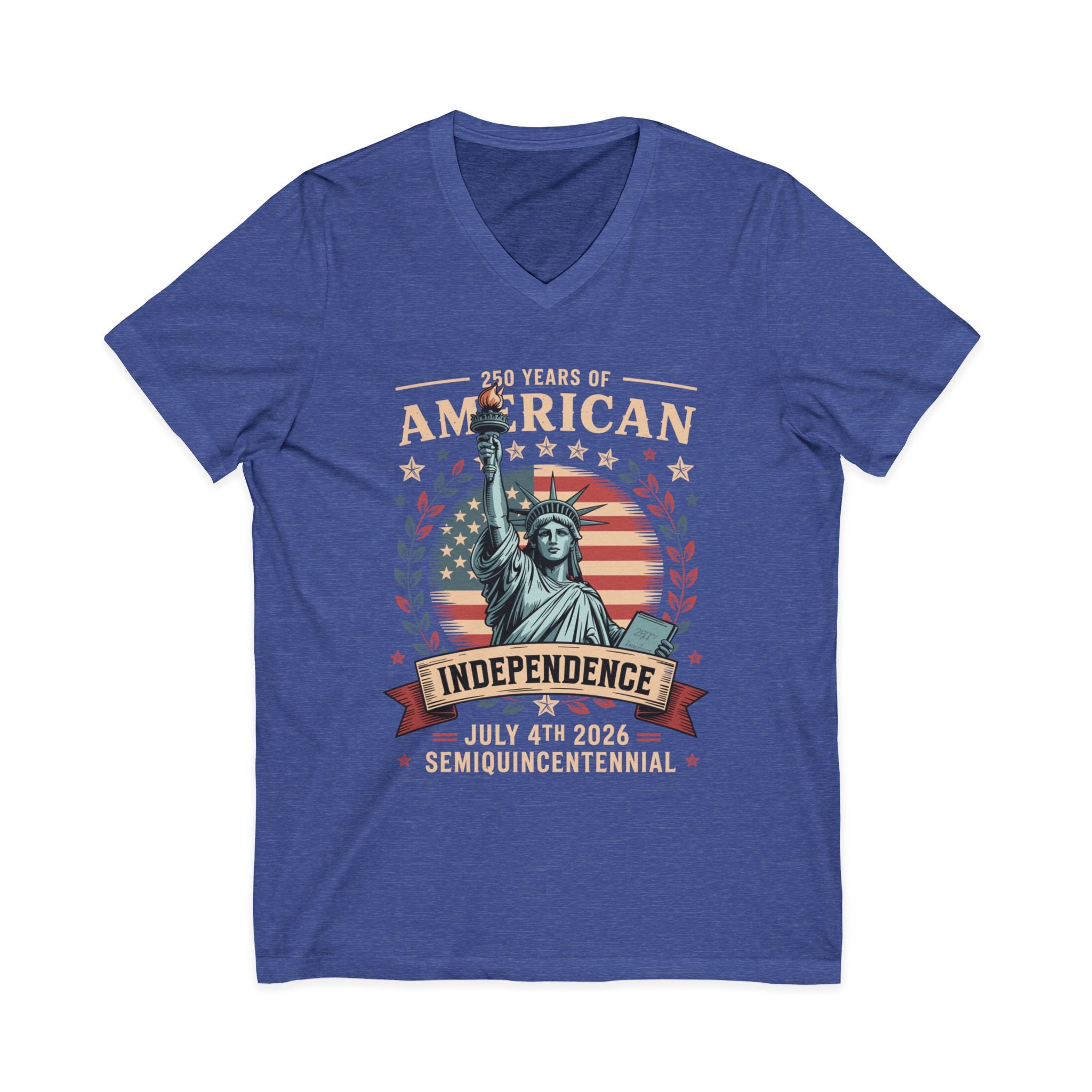 250 Years of America 1776-2026 Jersey Short Sleeve V-Neck Tee