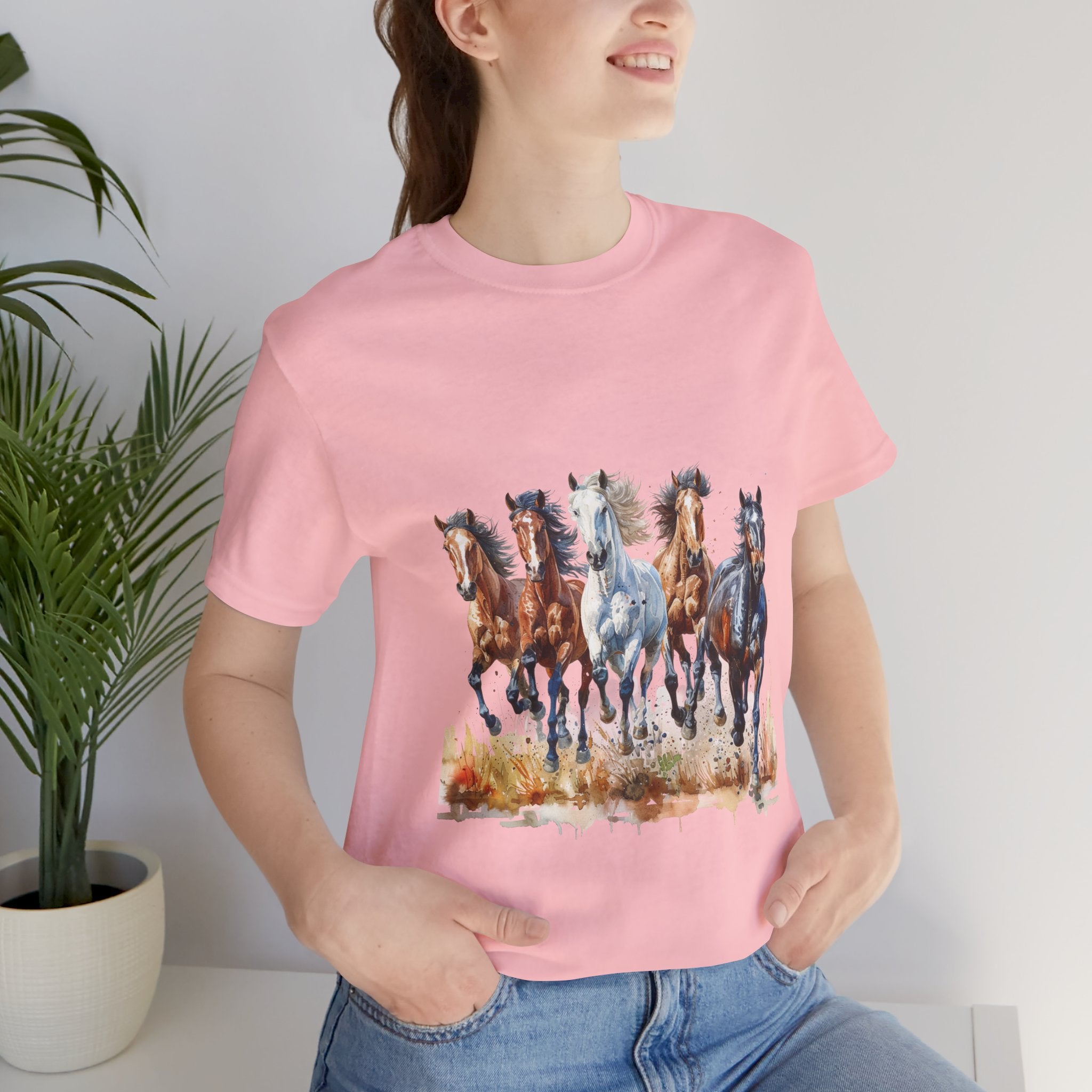 Western Wild Horses Jersey Short Sleeve Tee