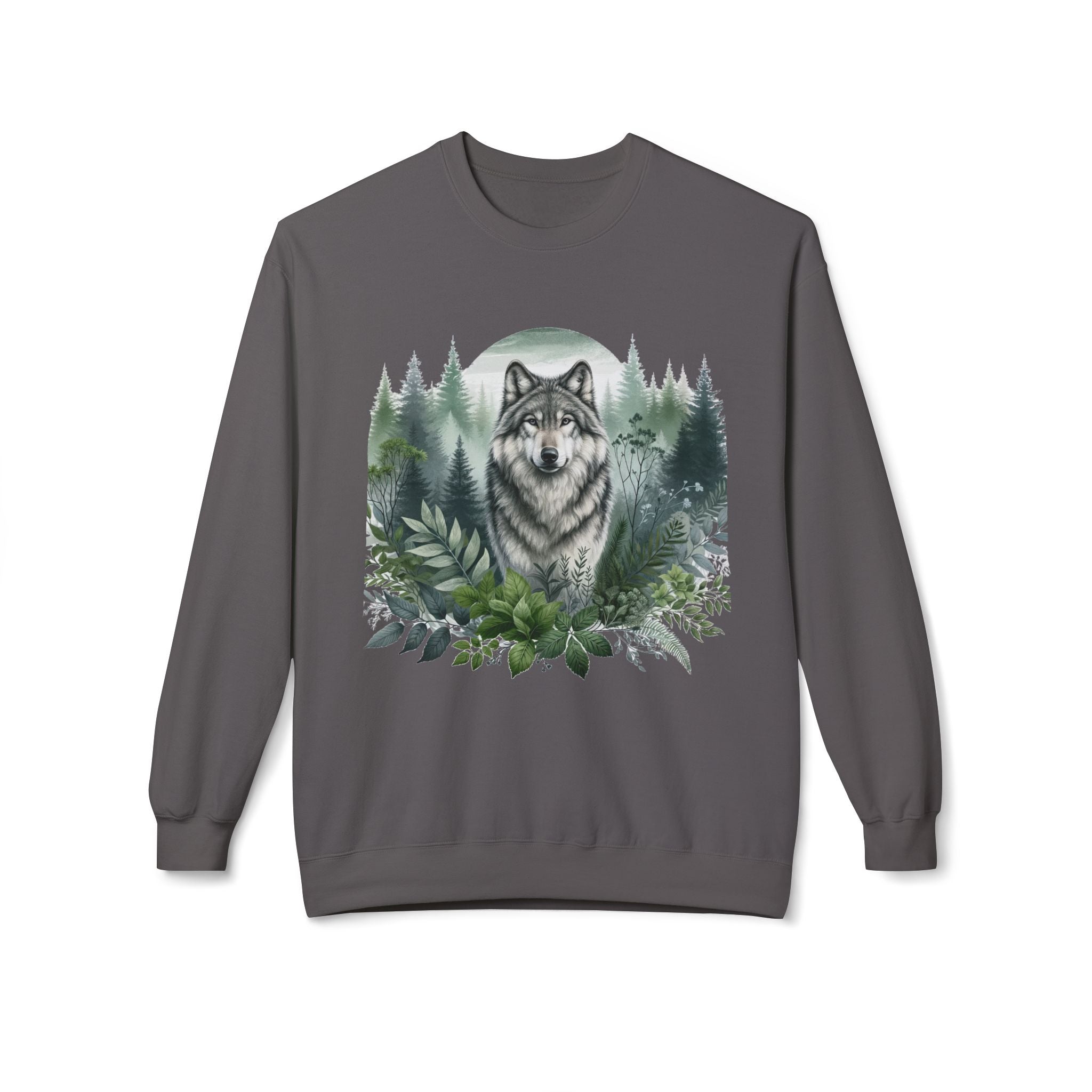 Wildlife Wolf Crewneck Sweatshirt — Custom Wolf Graphic