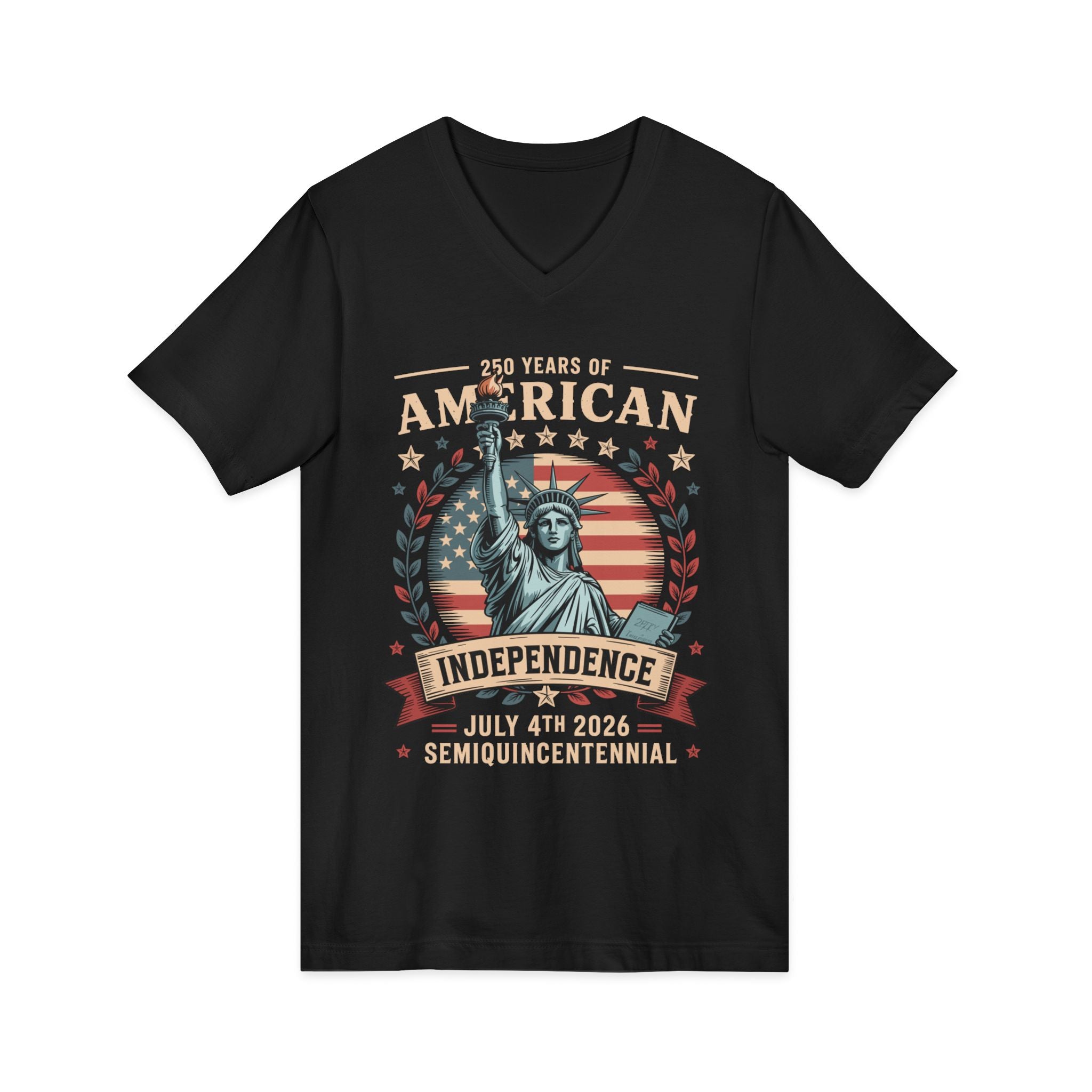 250 Years of America 1776-2026 Jersey Short Sleeve V-Neck Tee