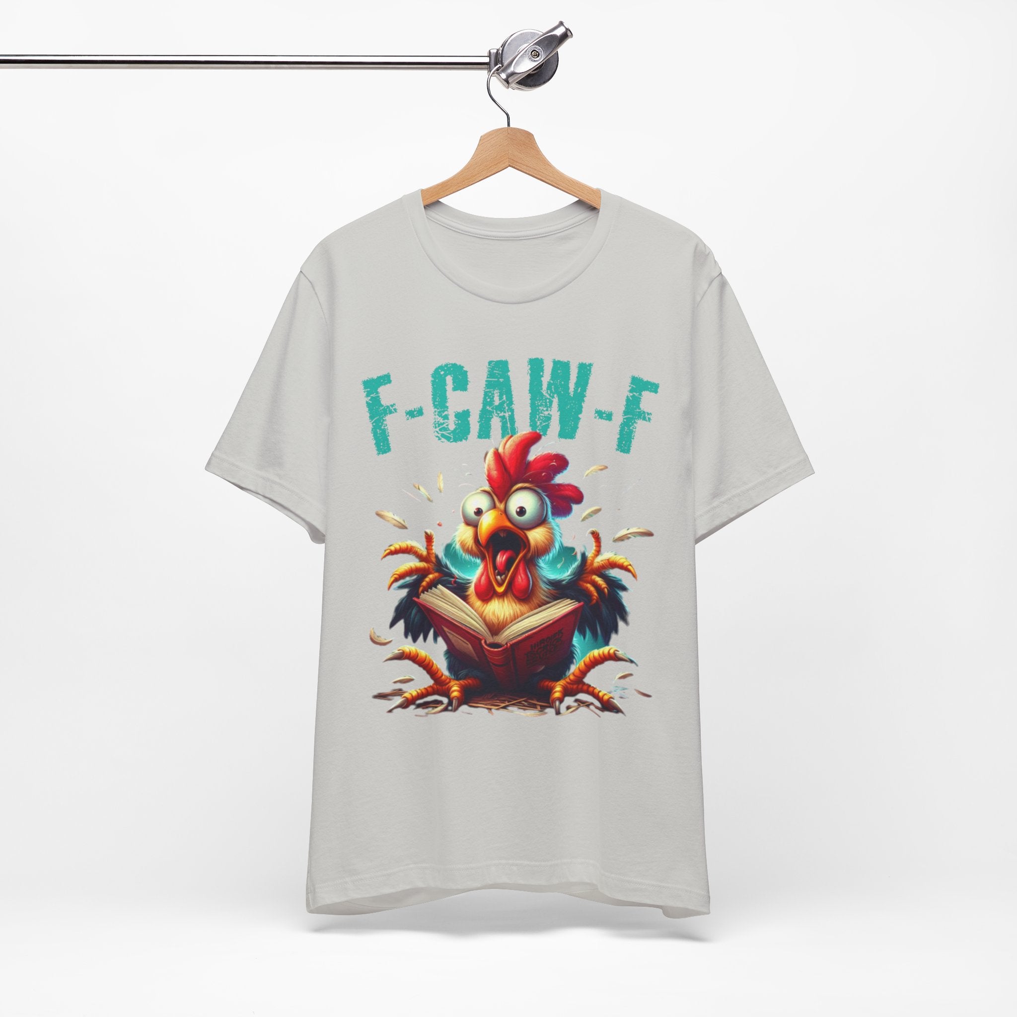 F Caw F Book Reading Chicken  Jersey Short Sleeve Tee