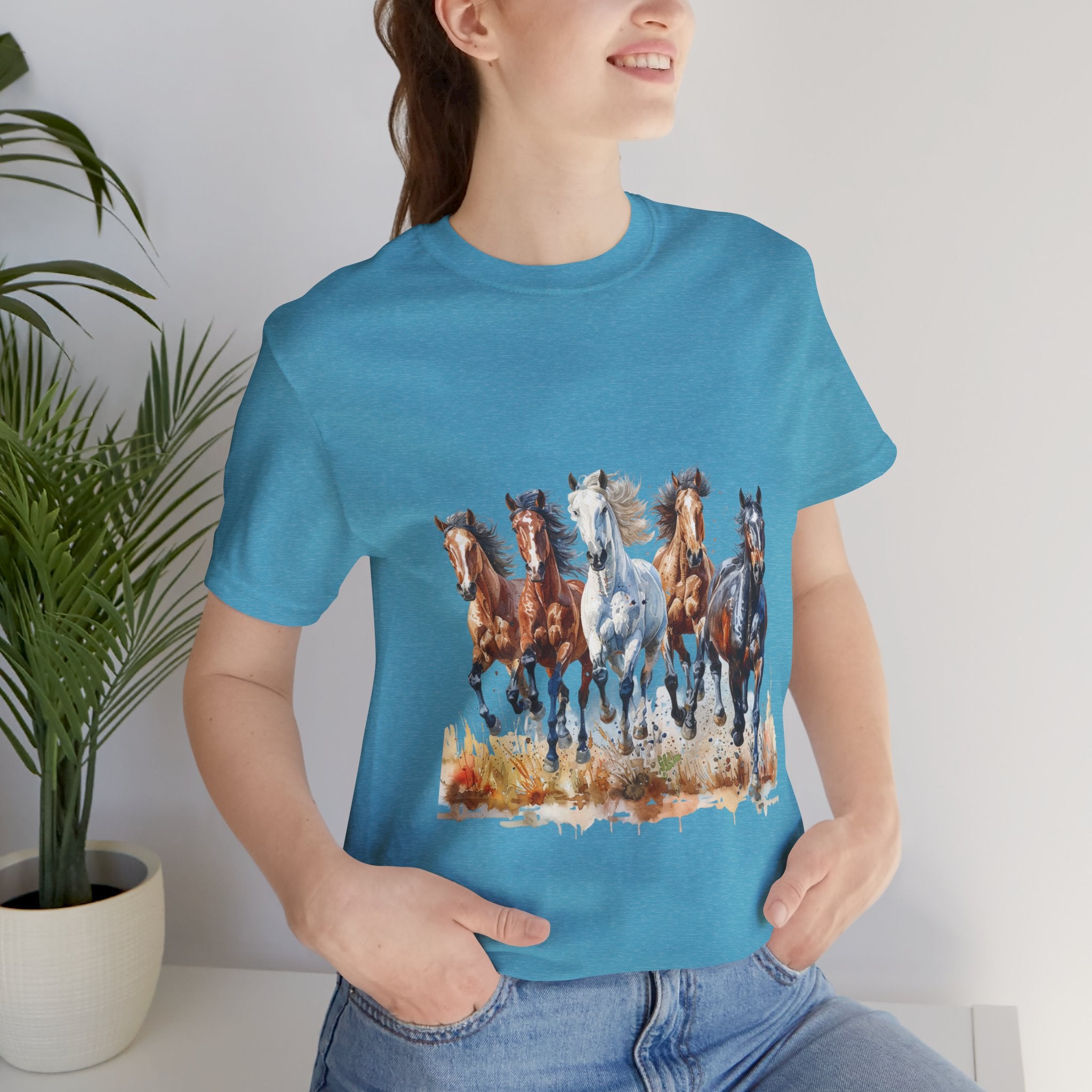 Western Wild Horses Jersey Short Sleeve Tee