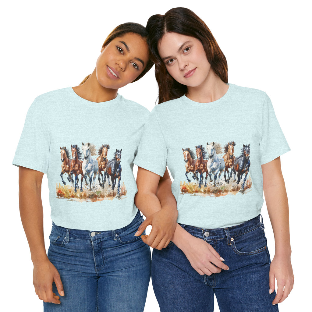 Western Wild Horses Jersey Short Sleeve Tee