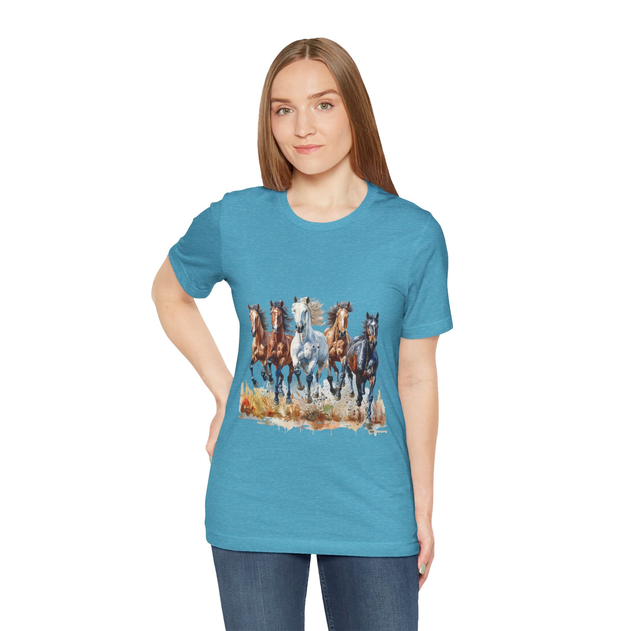 Western Wild Horses Jersey Short Sleeve Tee