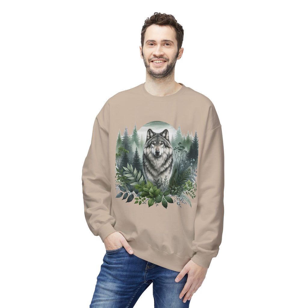 Wildlife Wolf Crewneck Sweatshirt — Custom Wolf Graphic