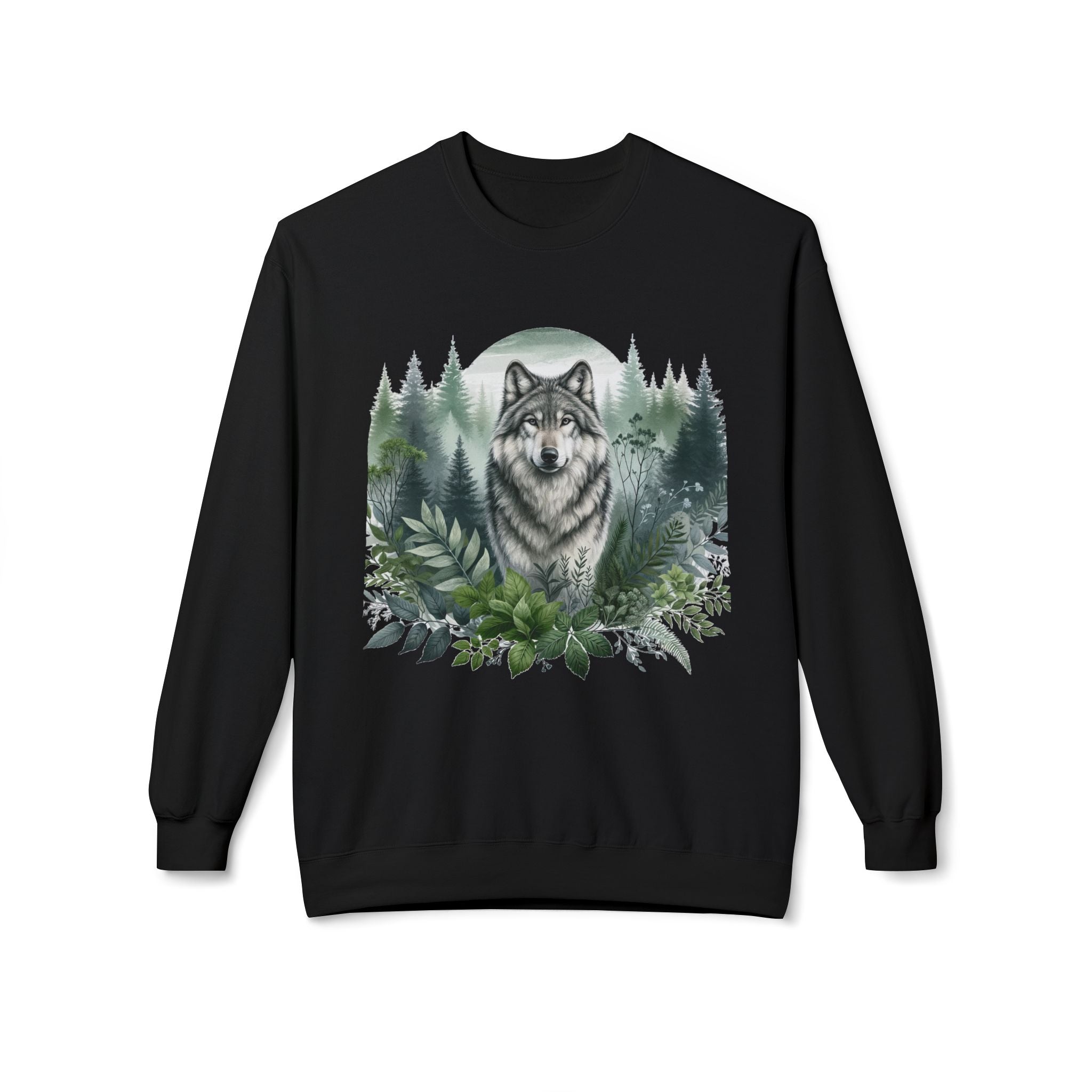 Wildlife Wolf Crewneck Sweatshirt — Custom Wolf Graphic