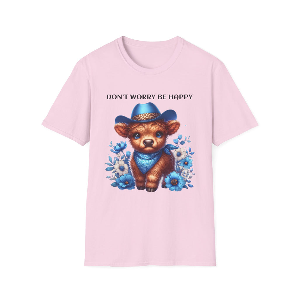 Baby Highland Cow Don't Worry Be Happy Unisex Soft style T-Shirt