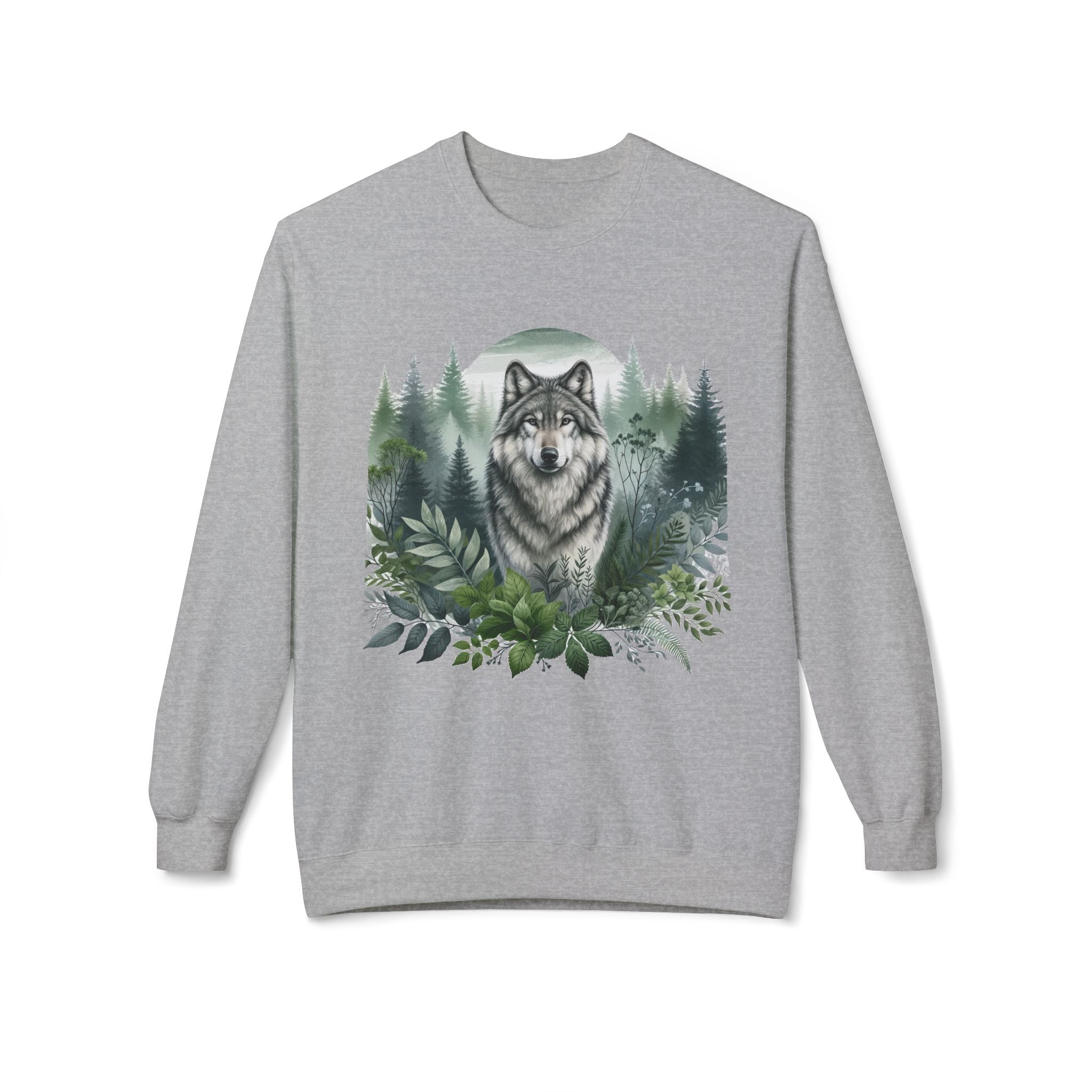 Wildlife Wolf Crewneck Sweatshirt — Custom Wolf Graphic