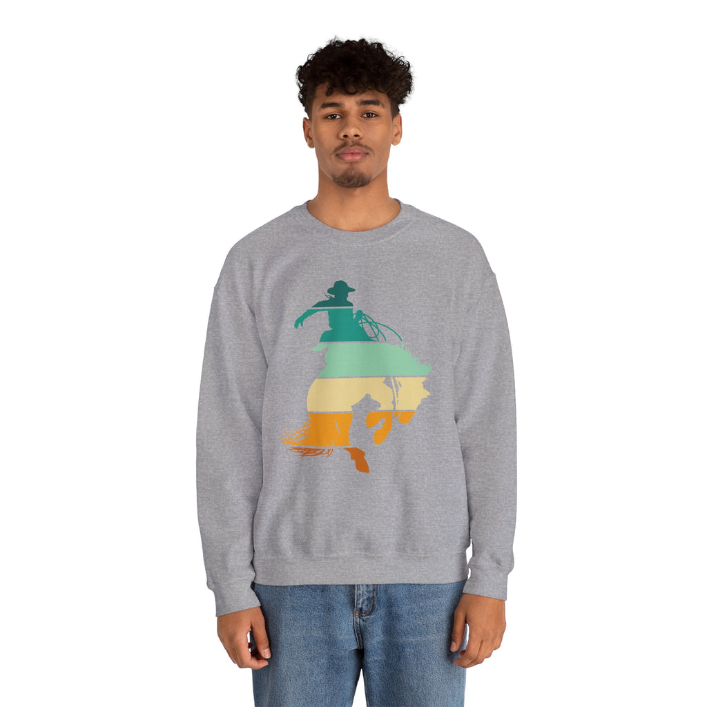 Rodeo Bucking Horse Crewneck Sweatshirt — Western Cowboy Rodeo Graphic