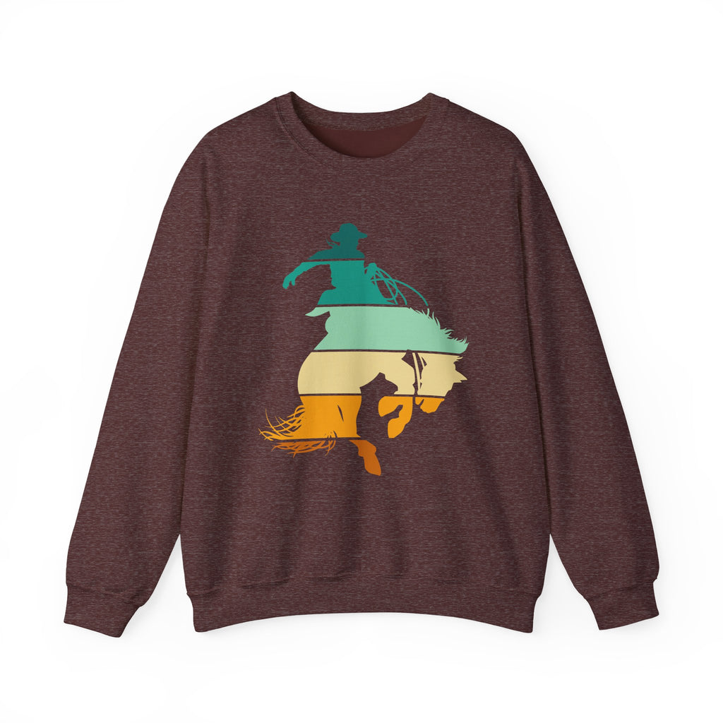 Rodeo Bucking Horse Crewneck Sweatshirt — Western Cowboy Rodeo Graphic