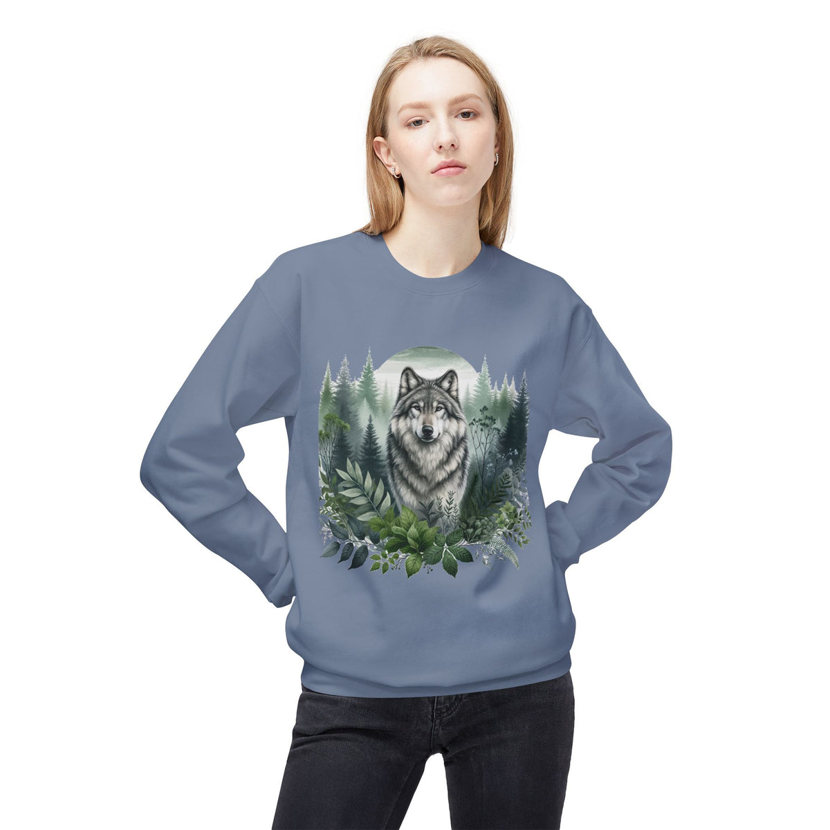 Wildlife Wolf Crewneck Sweatshirt — Custom Wolf Graphic