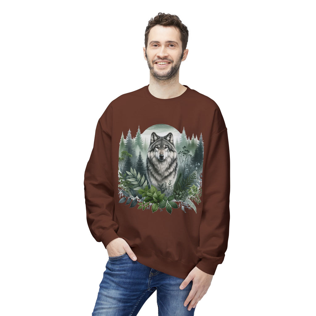 Wildlife Wolf Crewneck Sweatshirt — Custom Wolf Graphic