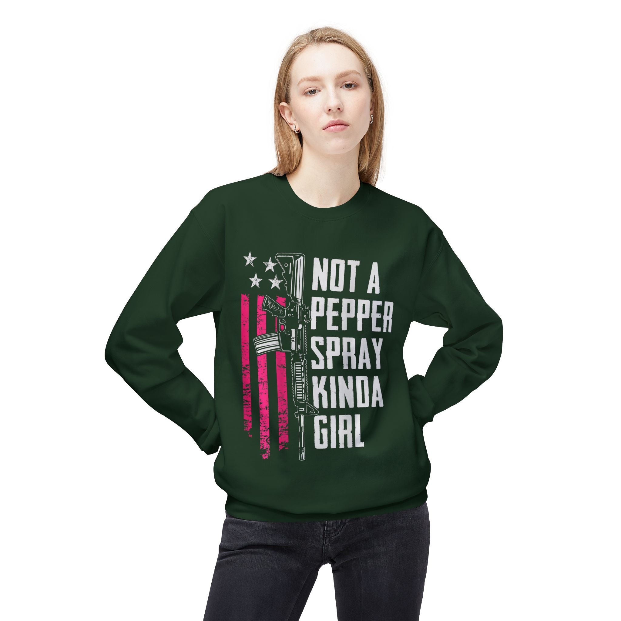 Not a Pepper Spray Kinda Girl Midweight Softstyle Fleece Crewneck Sweatshirt