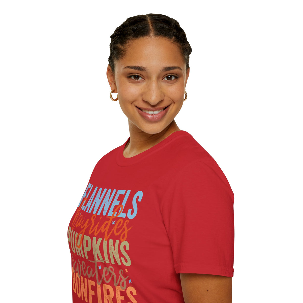Fall Vibes T‑Shirt — “Flannels Hayrides Pumpkins” Autumn Graphic Tee