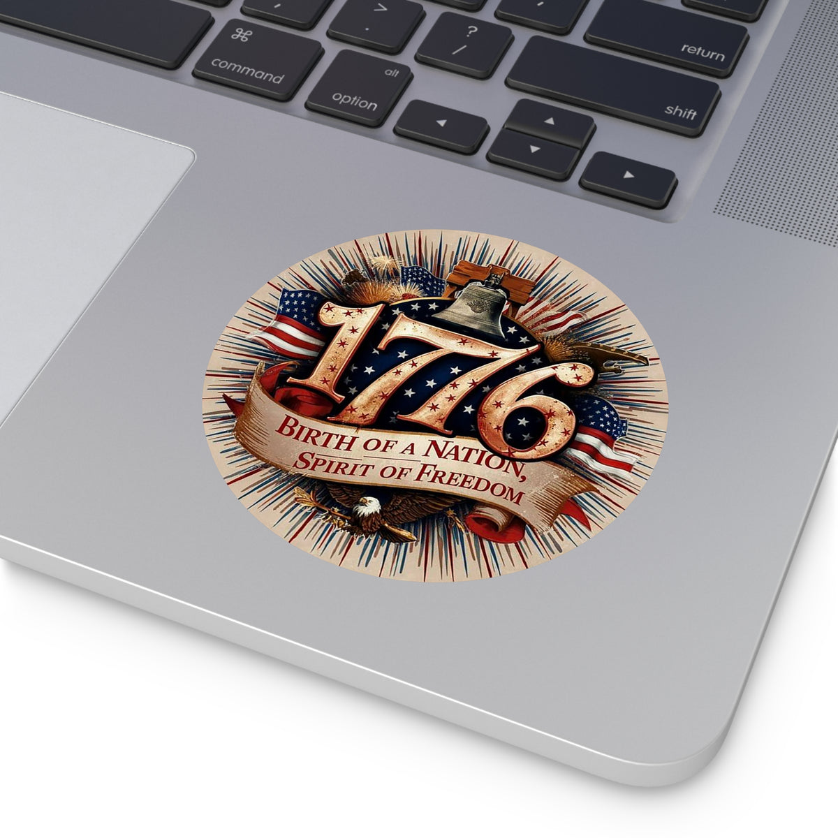 1776 Liberty Bell Patriotic Round Vinyl Sticker | Birth of a Nation Spirit of Freedom