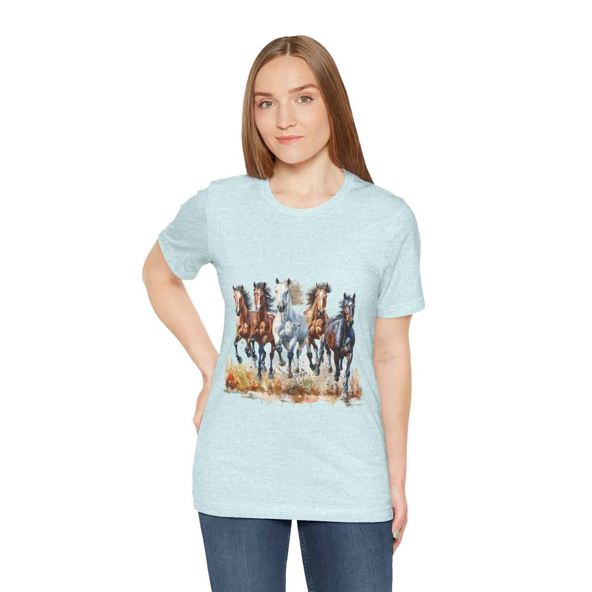 Western Wild Horses Jersey Short Sleeve Tee