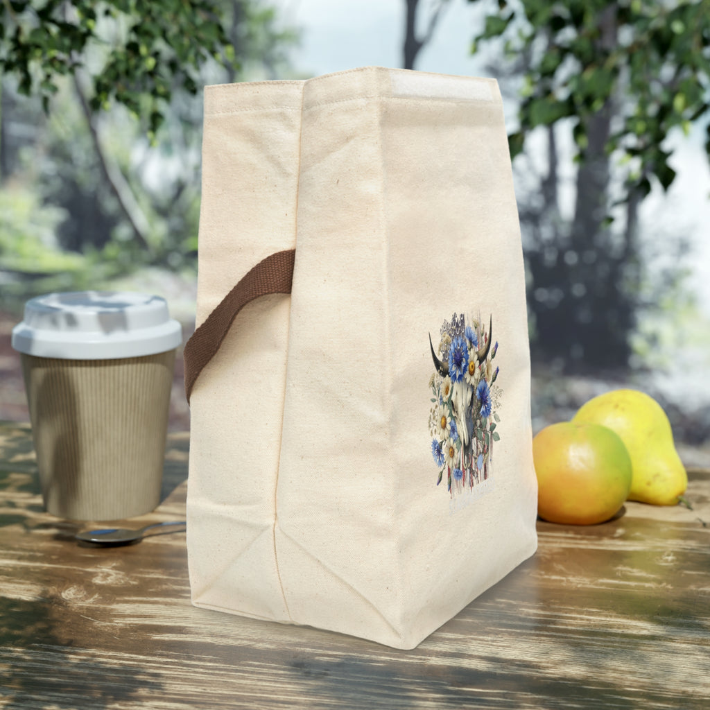 Southwestern Floral Lunch Tote - Canvas Lunch Tote w/Strap