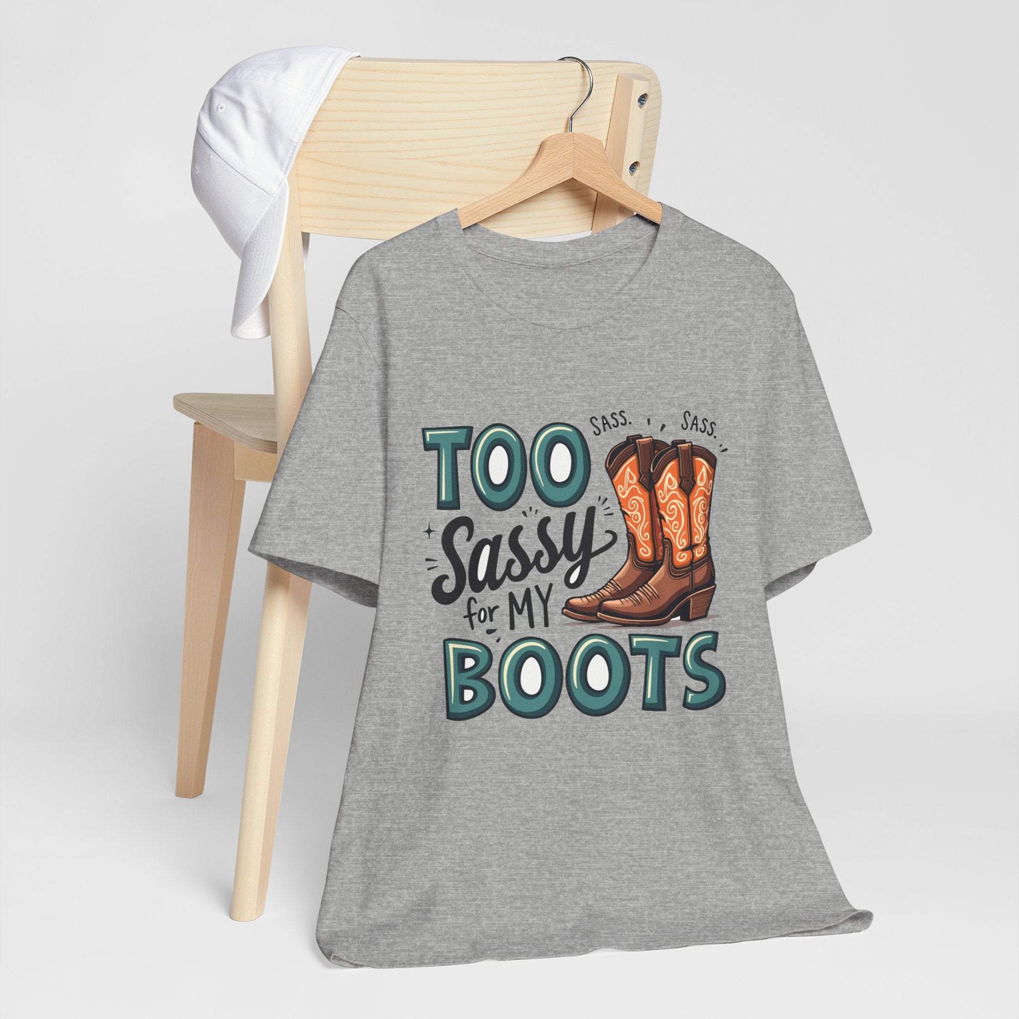Too Sassy For My Boots Western T-Shirt — Women's Sassy Cowboy Tee